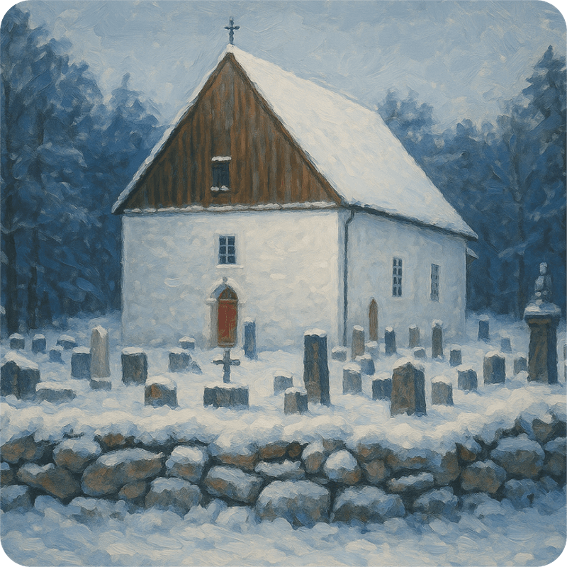 Hvaler Kirke Glassbrikke Vinter
